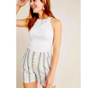 Anthropologie Striped Gray and White Women Shorts